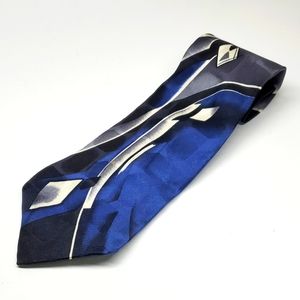 EDITIONS by Van Huesen Abstract Contemporary Silk Tie in Blue Black White